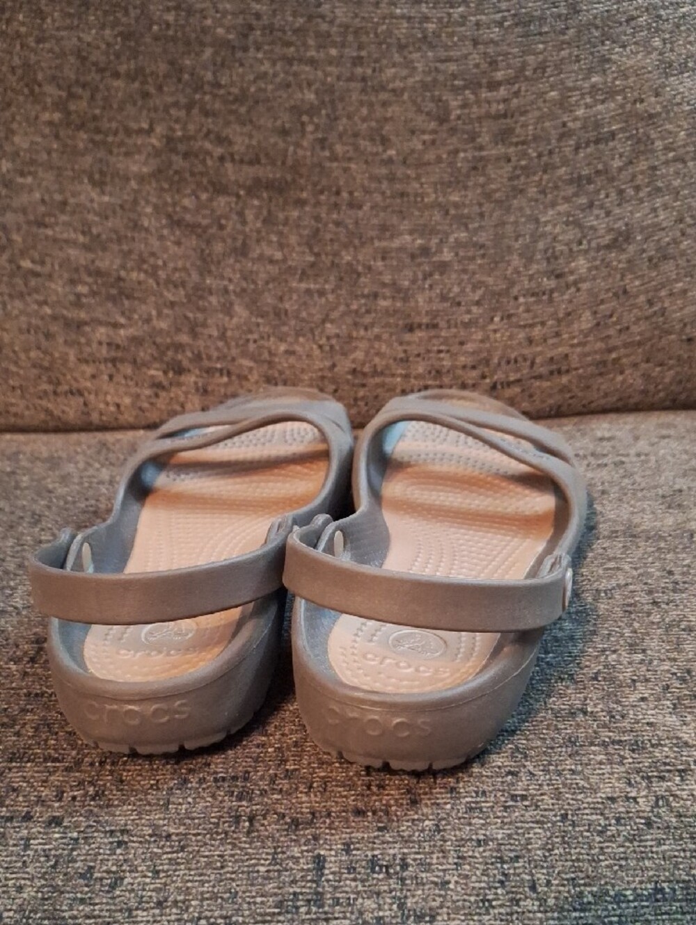 CROCS Two-Tone Open-Toe Slingback Sandals - Taupe & Beige - Picture 3 of 5